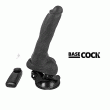 BASECOCK – REALISTIC BLACK REMOTE CONTROL VIBRATOR WITH TESTICLES 20 CM 2