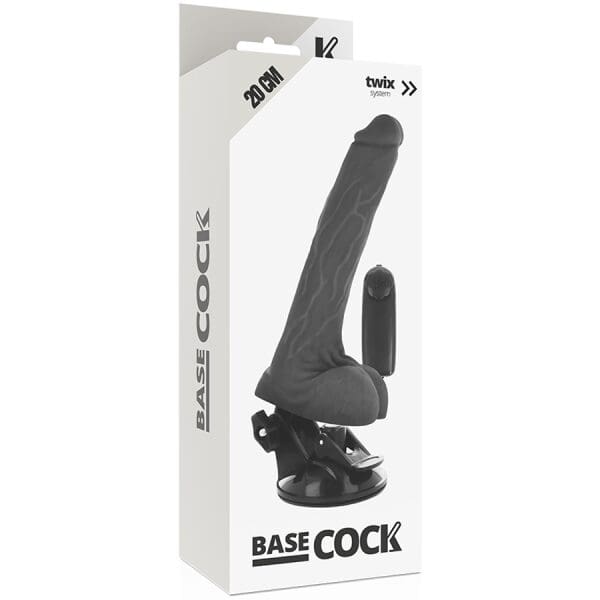 BASECOCK - REALISTIC BLACK REMOTE CONTROL VIBRATOR WITH TESTICLES 20 CM 5