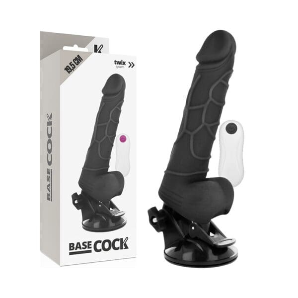 BASECOCK - REALISTIC VIBRATOR REMOTE CONTROL BLACK WITH TESTICLES 19.5CM 3