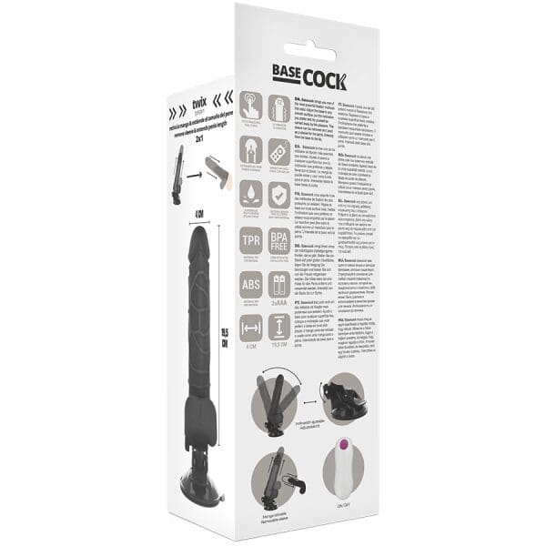 BASECOCK - REALISTIC VIBRATOR REMOTE CONTROL BLACK WITH TESTICLES 19.5CM 6