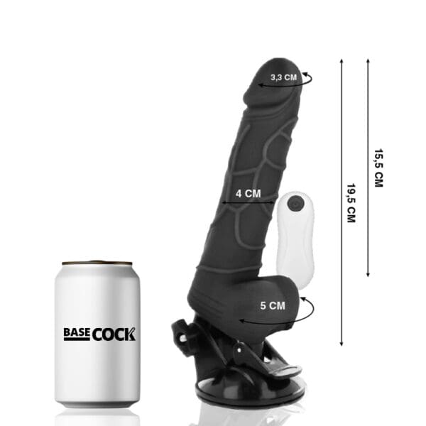 BASECOCK - REALISTIC VIBRATOR REMOTE CONTROL BLACK WITH TESTICLES 19.5CM