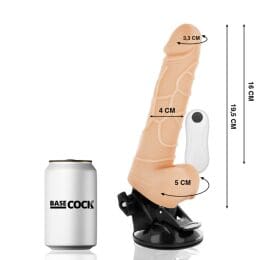 BASECOCK - REALISTIC VIBRATOR REMOTE CONTROL NATURAL WITH TESTICLES 19.5CM