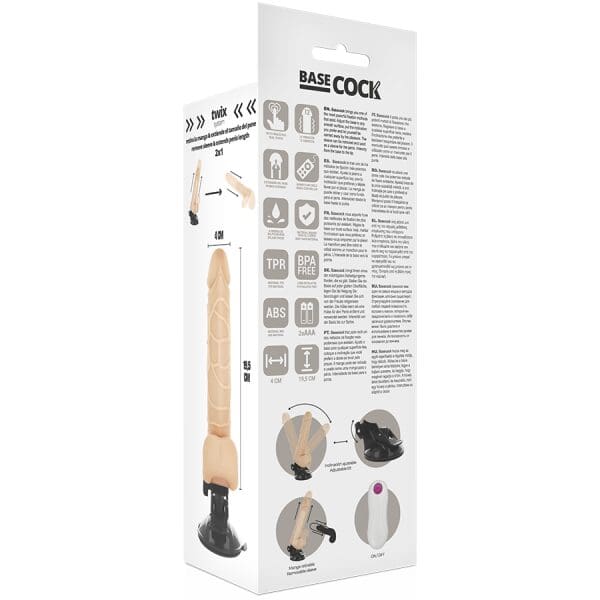 BASECOCK - REALISTIC VIBRATOR REMOTE CONTROL NATURAL WITH TESTICLES 19.5CM 6