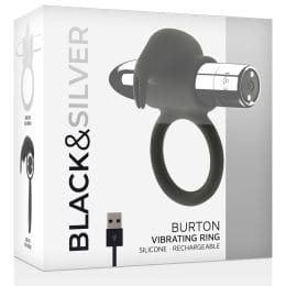 BLACK&SILVER - BURTON RECHARGEABLE RING 10 VIBRATION MODES 2