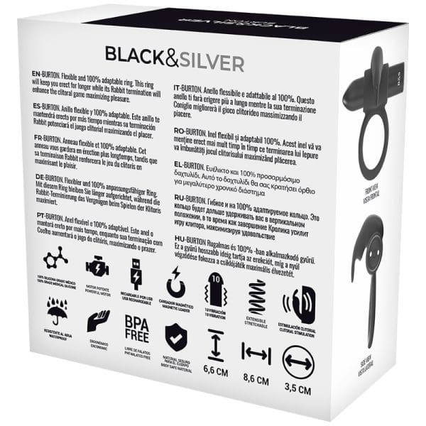 BLACK&SILVER - BURTON RING 10 VIBRATION MODES BLACK 3