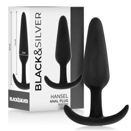 BLACK&SILVER - HANSEL SILICONE ANAL PLUG WITH SMALL HANDLE 2