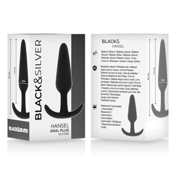 BLACK&SILVER - HANSEL SILICONE ANAL PLUG WITH SMALL HANDLE 5