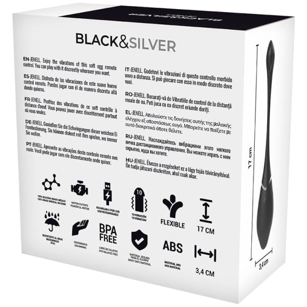 BLACK&SILVER - JENELL RECHARGEABLE VIBRATING EGG 4