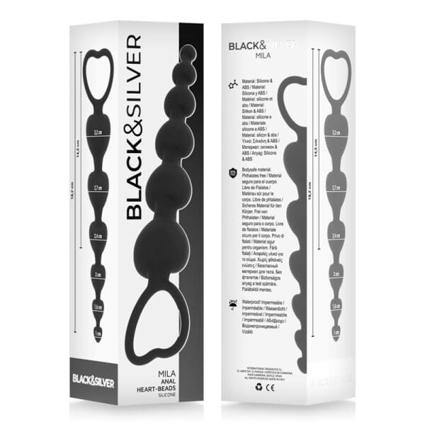 BLACK&SILVER - MILA ANAL CHAIN OF HEARTS 18 CM 6