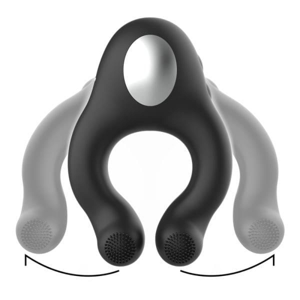 BLACK&SILVER - SILICONE VIBRATOR RING 3 MOTORS RECHARGEABLE BLACK 4