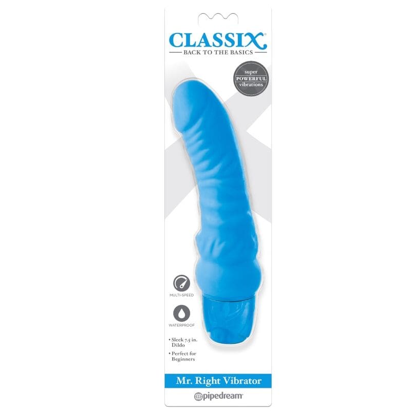 CLASSIX – VIBRATING DILDO MR. RIGHT MULTI-SPEED 15.5 CM BLUE 2