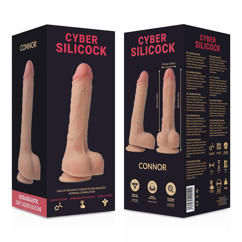 CYBER SILICOCK – STRAP-ON CONNOR LIQUID SILICONE WITH 3 RINGS FREE 8