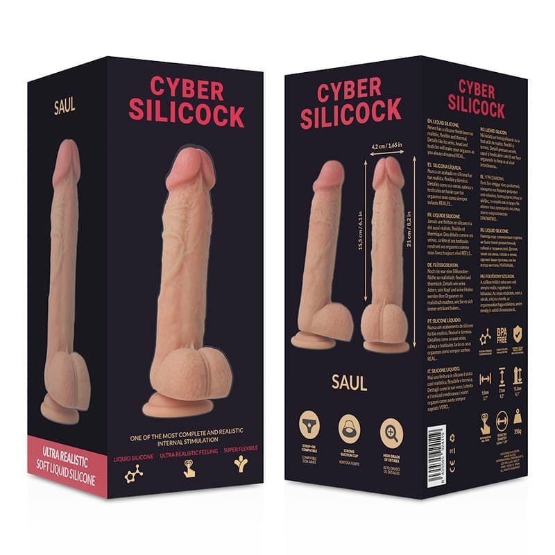 CYBER SILICOCK – STRAP-ON SAUL LIQUID SILICONE WITH 3 RINGS FREE 8