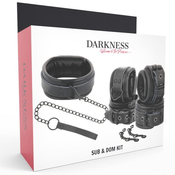 DARKNESS - BLACK LEATHER HANDCUFFS AND COLLAR 10