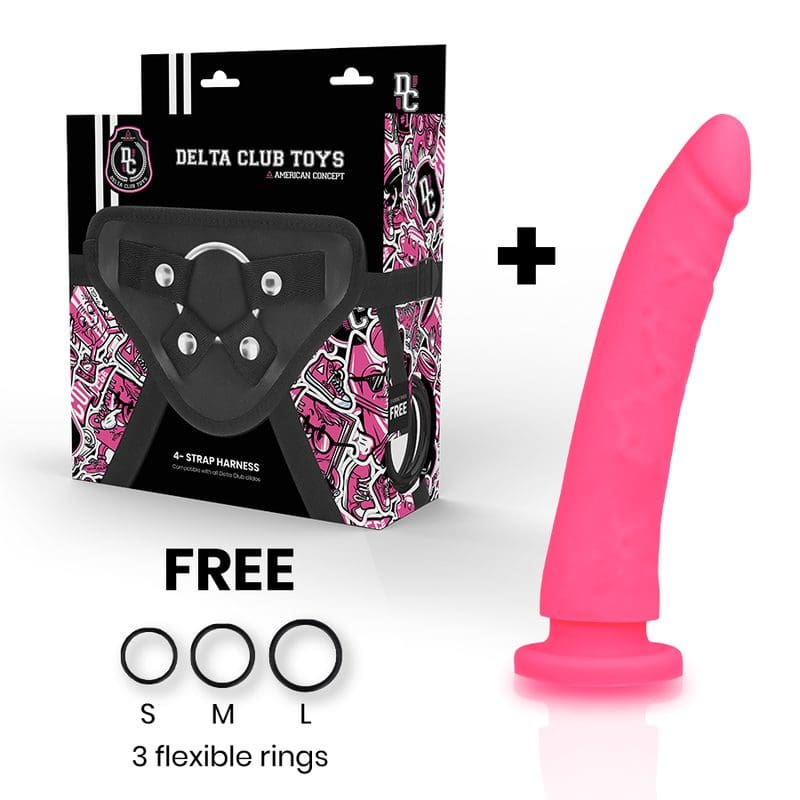 DELTA CLUB – TOYS HARNESS + DONG PINK SILICONE 17 X 3 CM 2