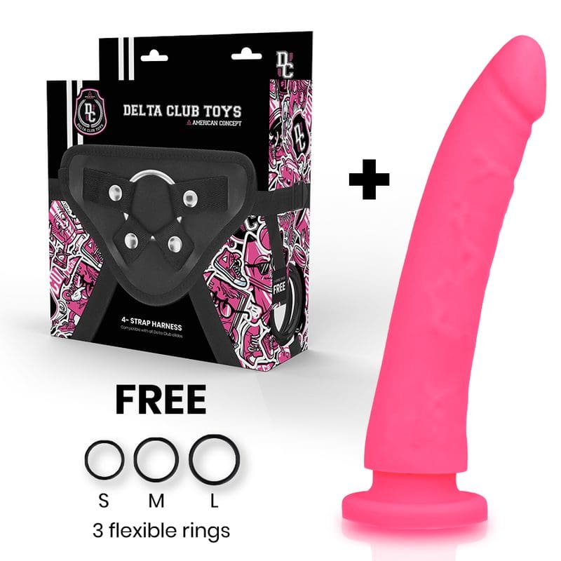 DELTA CLUB – TOYS HARNESS + DONG PINK SILICONE 23 X 4.5 CM 2