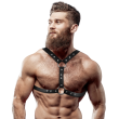 FETISH SUBMISSIVE ATTITUDE – ECO-LEATHER CHEST HARNESS WITH DOUBLE SUPPORT AND STUDS FOR MEN