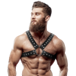 FETISH SUBMISSIVE ATTITUDE – MEN’S CROSS-OVER ECO-LEATHER CHEST HARNESS WITH STUDS