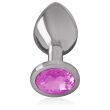 INTENSE – ALUMINUM METAL ANAL PLUG WITH PINK CRYSTAL SIZE L 3