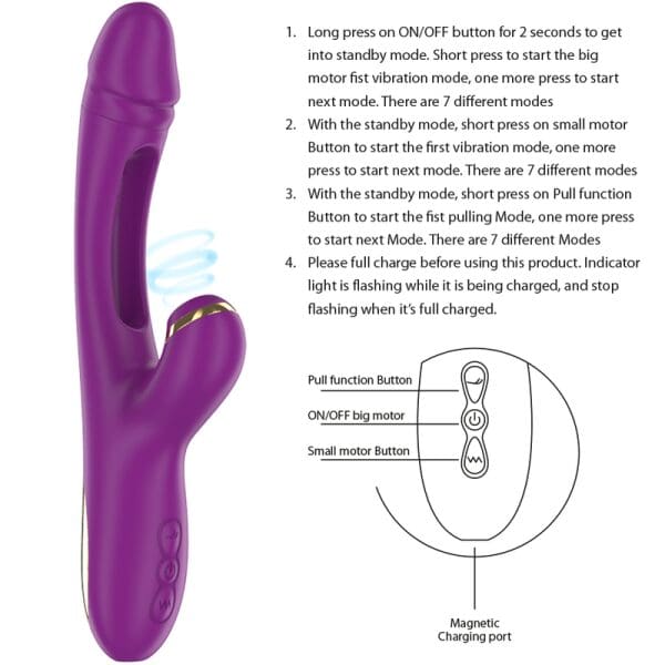 INTENSE - ATENEO RECHARGEABLE MULTIFUNCTION VIBRATOR 7 VIBRATIONS WITH SWINGING MOTION AND SUCKING PURPLE 6