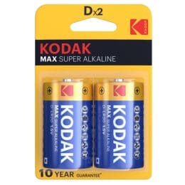 KODAK - MAX ALKALINE BATTERY D LR20 2 UNIT