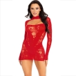 LEG AVENUE – MINI DRESS WITH LACE LONG SLEEVE RED