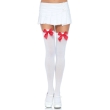 LEG AVENUE – NYLON THIGH HIGHS WITH BOW WHITE / RED