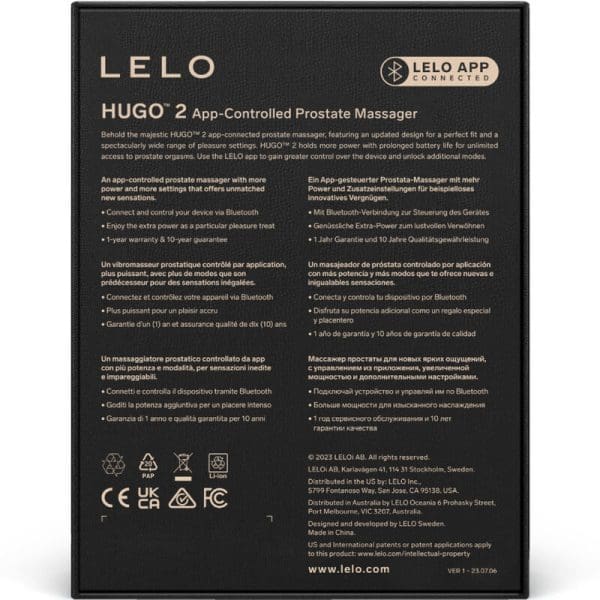 LELO - HUGO 2 BLACK PROSTATE MASSAGER 4