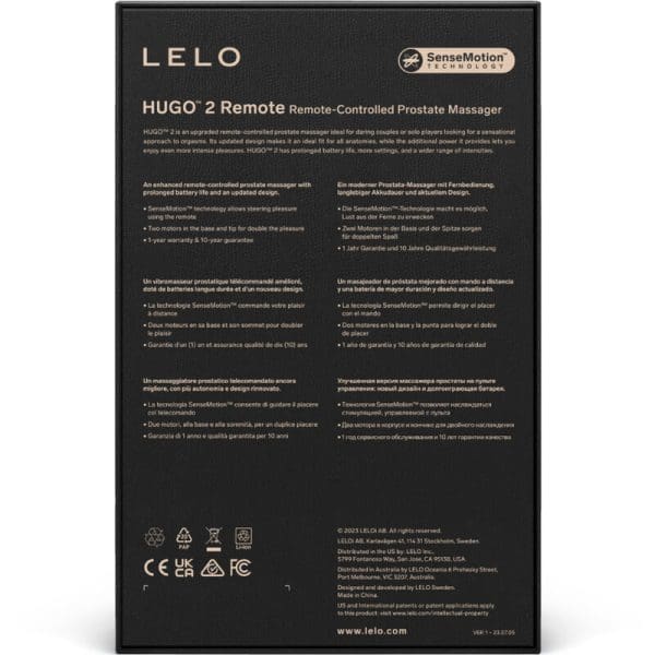 LELO - HUGO 2 PROSTATE MASSAGER REMOTE CONTROL BLACK 4