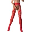 PASSION – S026 RED STOCKINGS WITH GARTER ONE SIZE