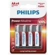 PHILIPS – POWER ALKALINE BATTERY AA LR6 PACK 4